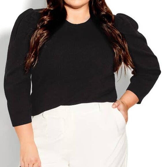 City Chic Romee Jumper Pullover Sweater in Black - Picture 1 of 11